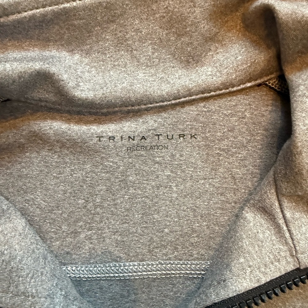 Trina Turk Recreation Gray and Black Athletix Jacket with Aqua Accents XS - Picture 3 of 7